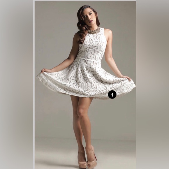 In The Beginning Dresses & Skirts - Floral Lace Halter Black White Size S Dress Regency Glam Marilyne Monroe Style